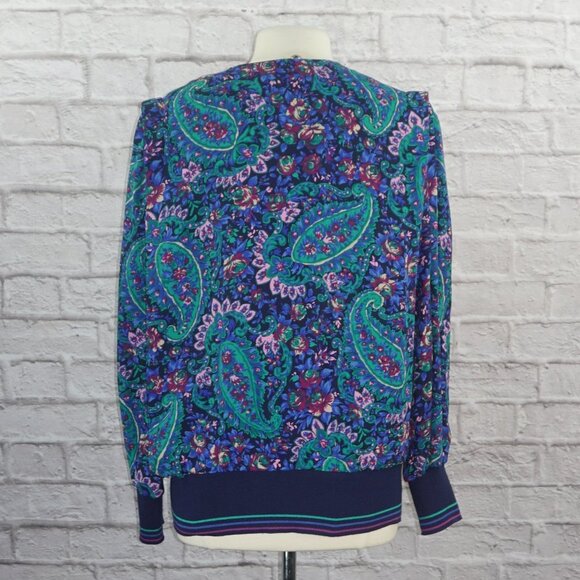 Vintage 80s Floral Paisley Blouse - Picture 2 of 8